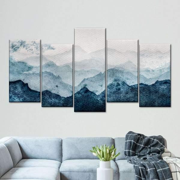 Japanese Mountain Landscape Multi Panel Canvas Wall Art