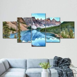 Moraine Lake In Banff National Park Multi Panel Canvas Wall Art